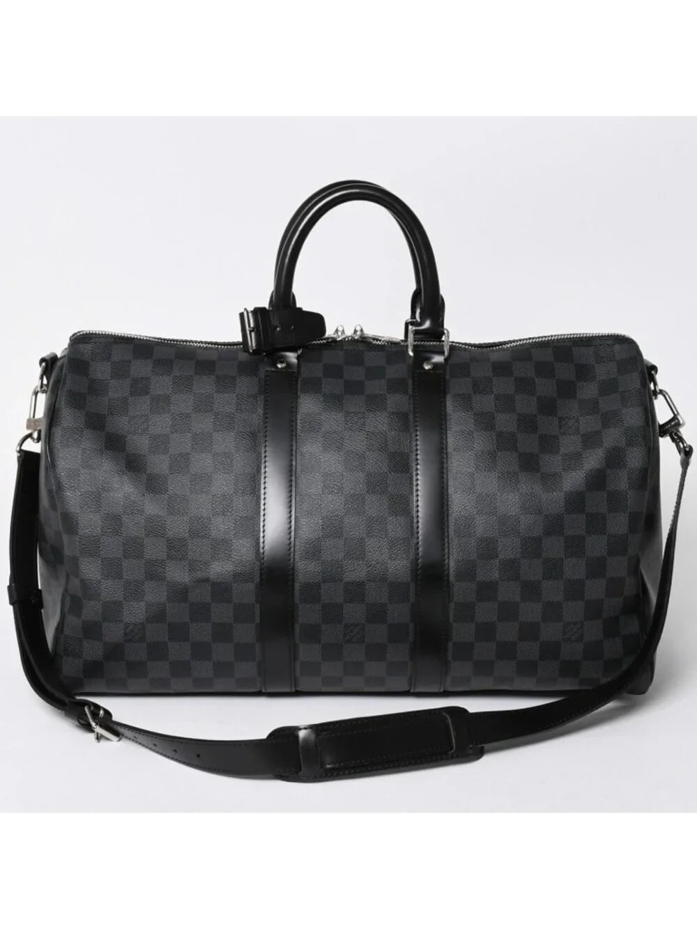 Louis Vuitton Keepall Bandouliere 45 Monogram Eclipse Canvas Black Leather